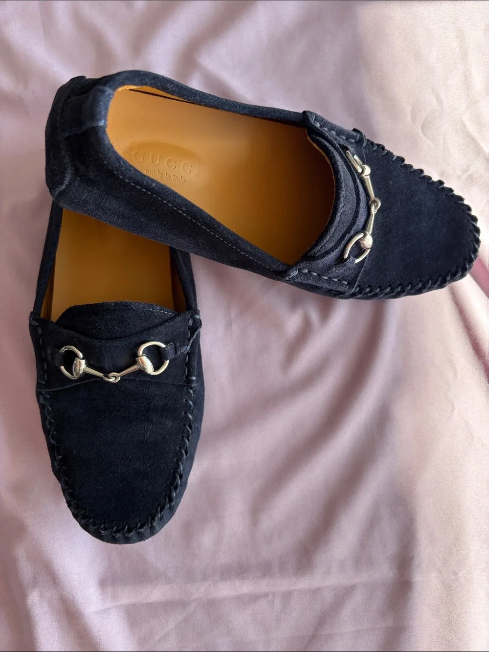 Gucci Black Suede Horsebit Driving Loafers